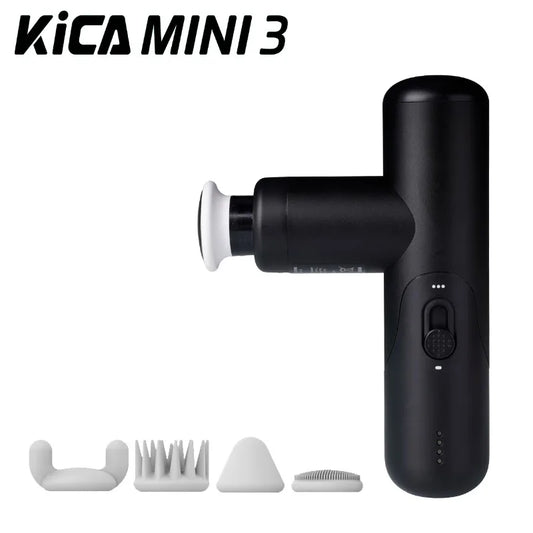 Kica Mini 3 Massage Gun, 3000RPM Stepless Speed, 7kgf Impact Force, 4 Heads, 255g Lightweight Sport Muscle Massager